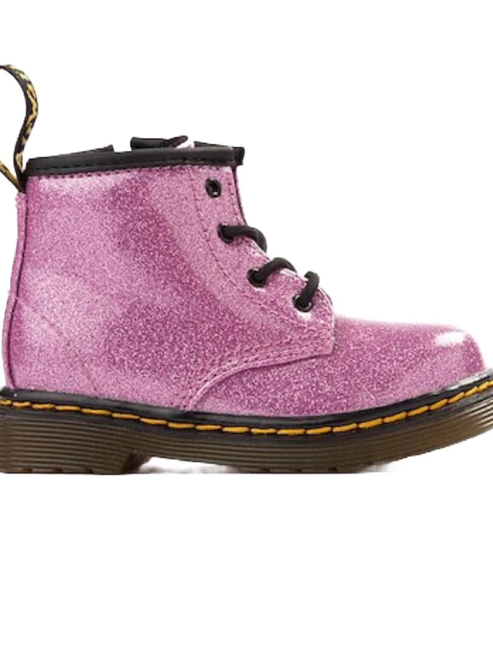 Dr. Martens Kids Pinkish Purple Glitter Lace-Up Boot